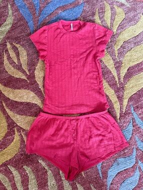 set active pointelle sleep set - love